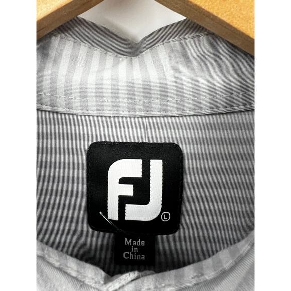 Foot Joy Shirt Mens‎ Large Gray Striped Short Sleeve Collared Golf Polo Top - Picture 2 of 10